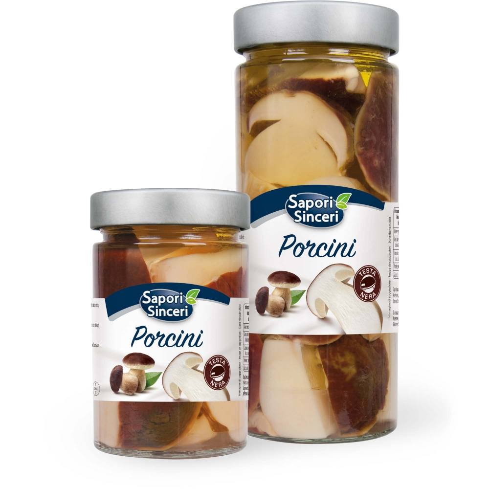 Setas porcini «Testa Nera» cortadas en aceite de oliva