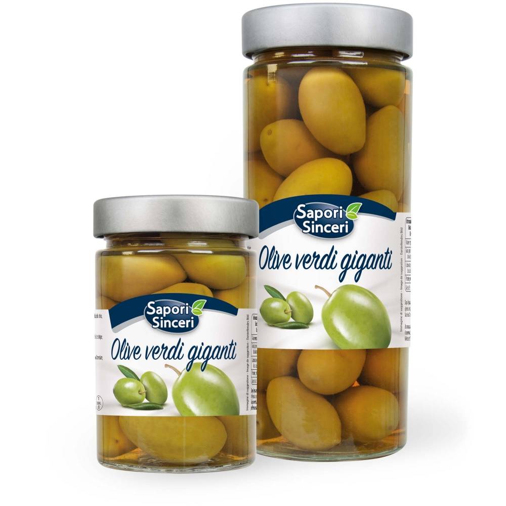 Aceitunas verdes gigantes al natural