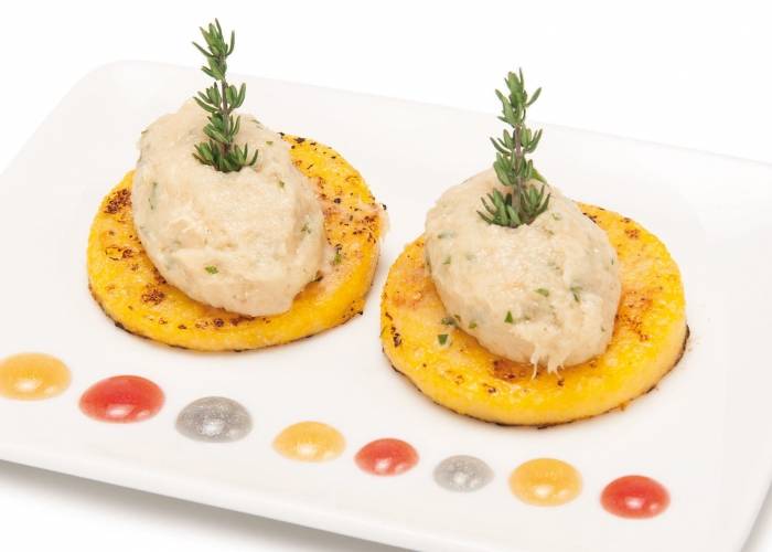 Crème de morue sur tranche de polenta
